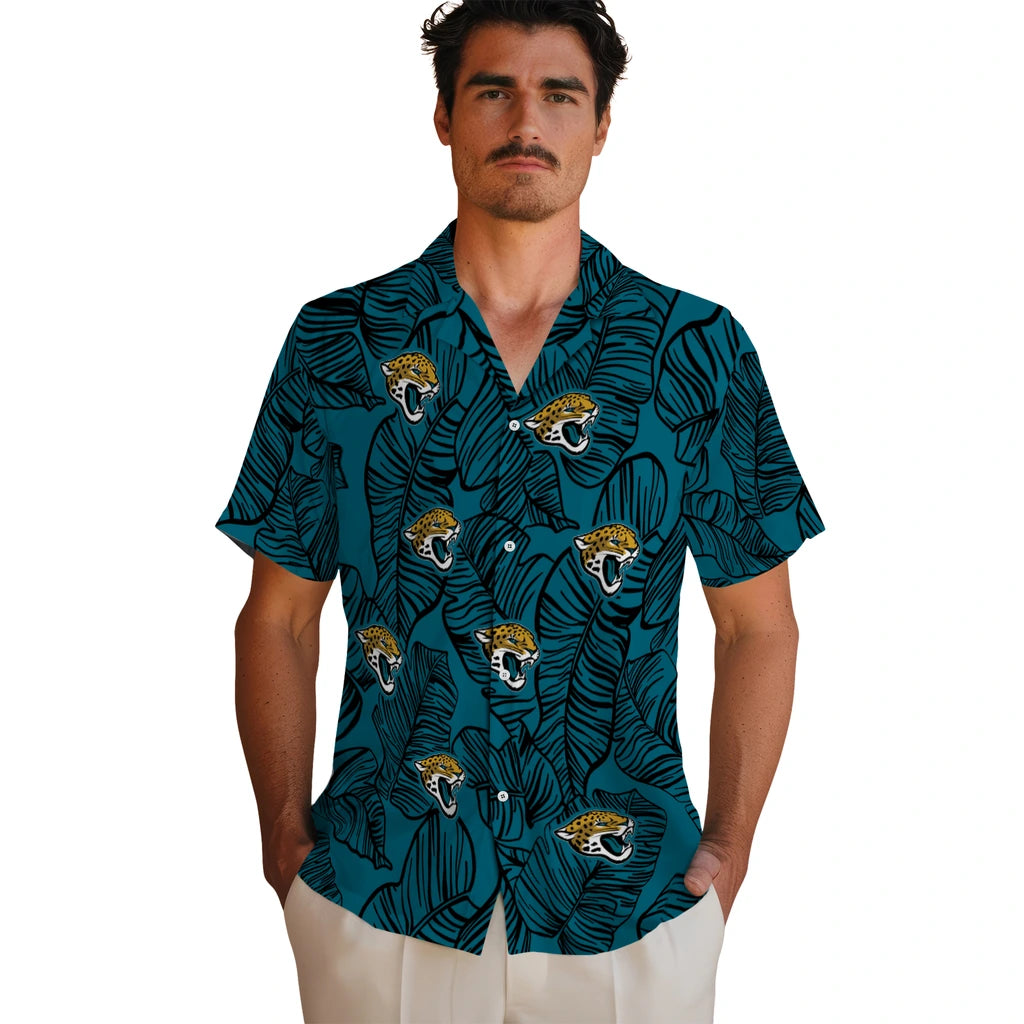 Jacksonville Jaguars Hawaiian Shirt - Leaf Outline | Hula Hawaiian Shirts