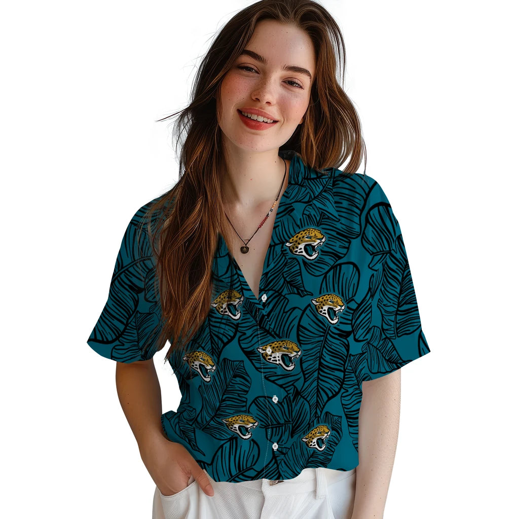 Jacksonville Jaguars Hawaiian Shirt - Leaf Outline | Hula Hawaiian Shirts