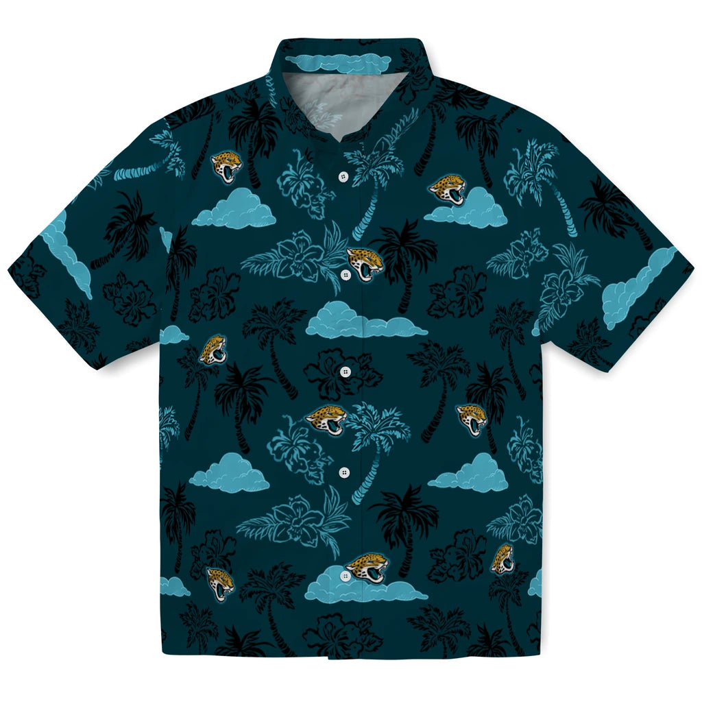 Jacksonville Jaguars Hawaiian Shirt - Palm And Clouds | Hula Hawaiian Shirts