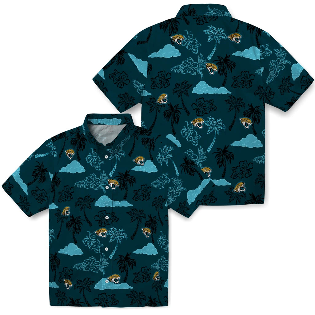 Jacksonville Jaguars Hawaiian Shirt - Palm And Clouds | Hula Hawaiian Shirts