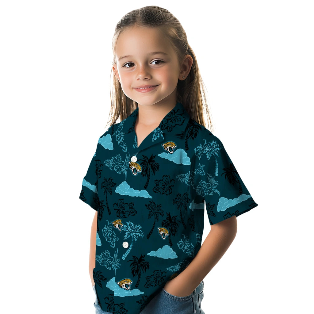 Jacksonville Jaguars Hawaiian Shirt - Palm And Clouds | Hula Hawaiian Shirts