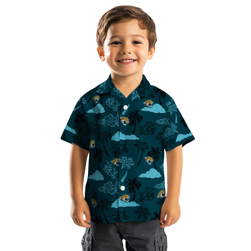 Jacksonville Jaguars Hawaiian Shirt - Palm And Clouds | Hula Hawaiian Shirts