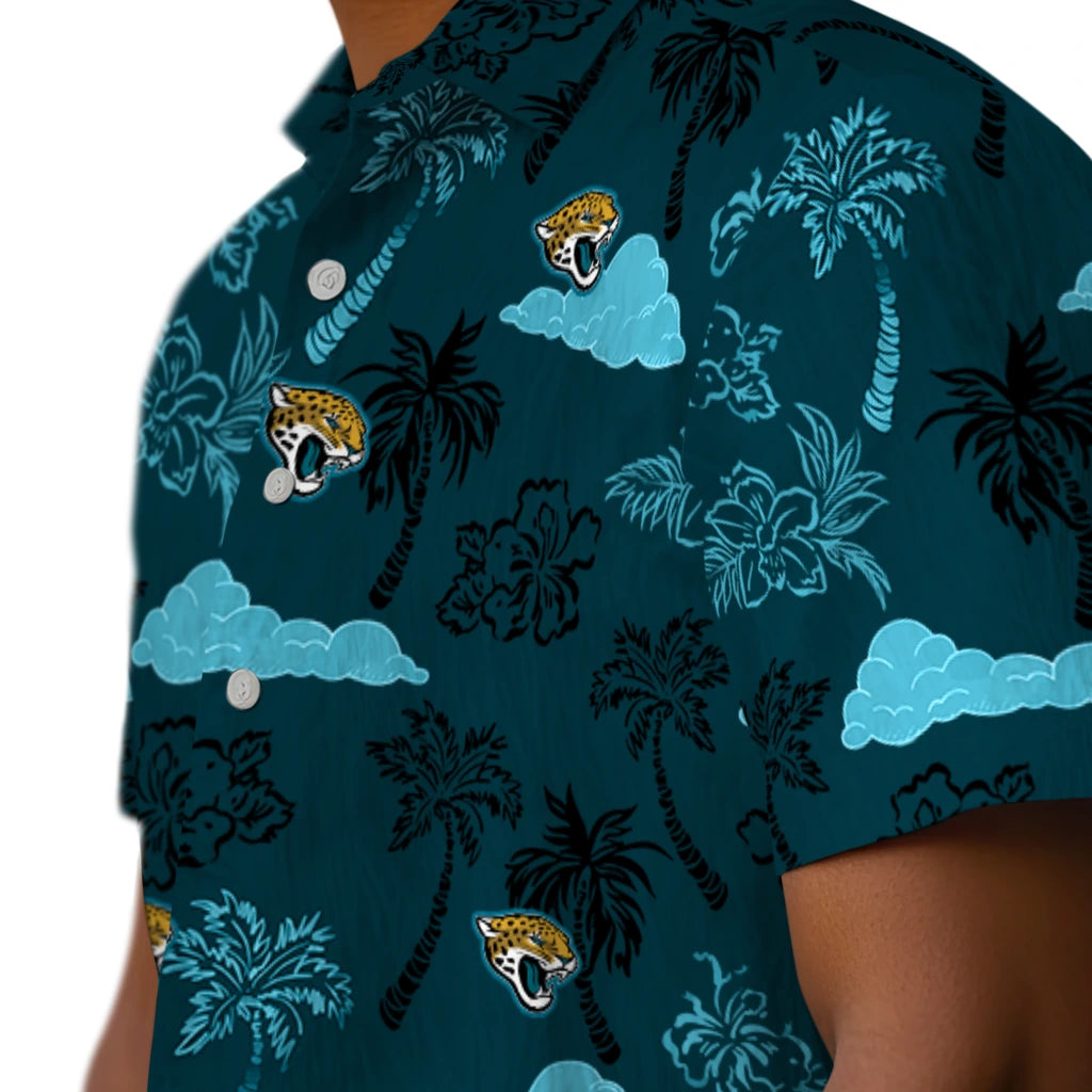 Jacksonville Jaguars Hawaiian Shirt - Palm And Clouds | Hula Hawaiian Shirts
