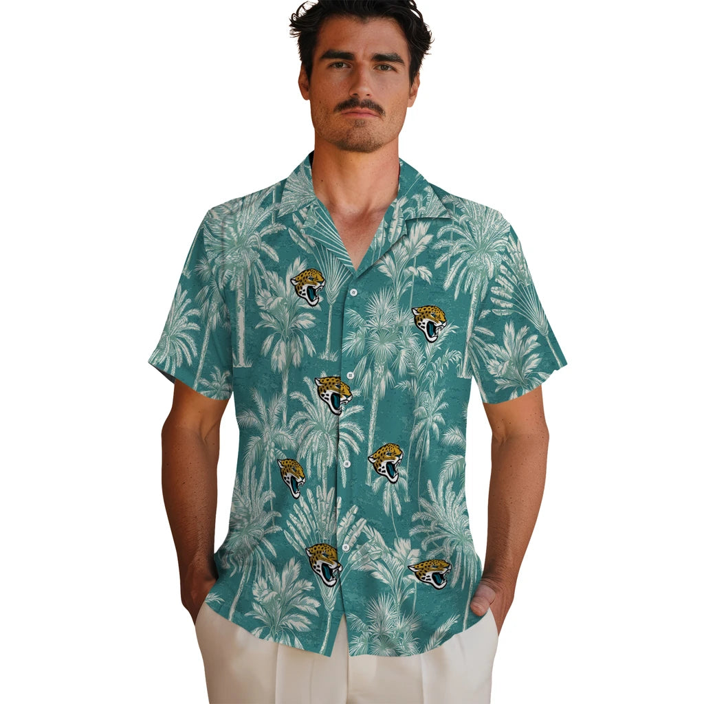 Jacksonville Jaguars Hawaiian Shirt - Vintage Palm Tree | Hula Hawaiian Shirts