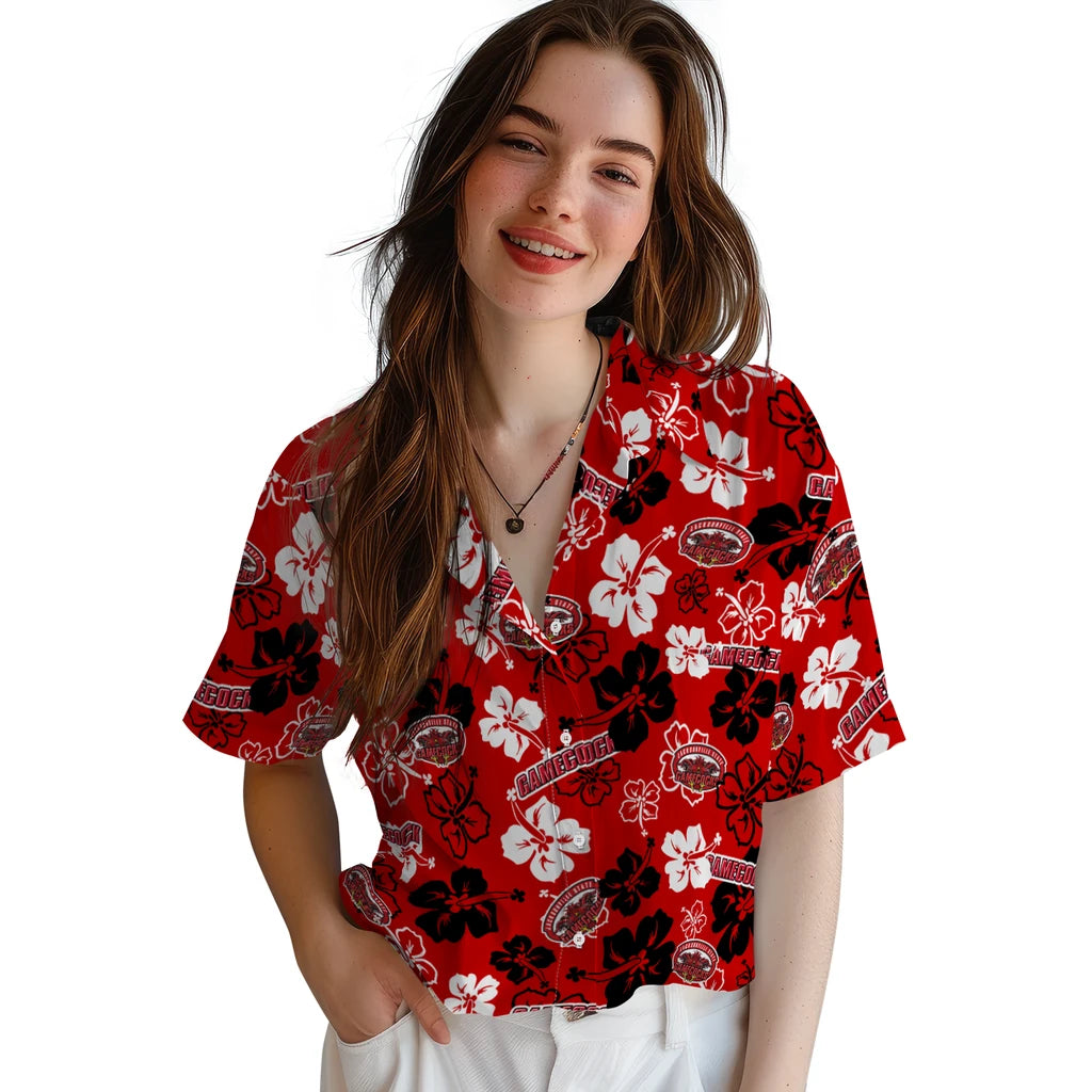 Jacksonville State Gamecocks Hawaiian Shirt - Hibiscus Flower Design | Hula Hawaiian Shirts