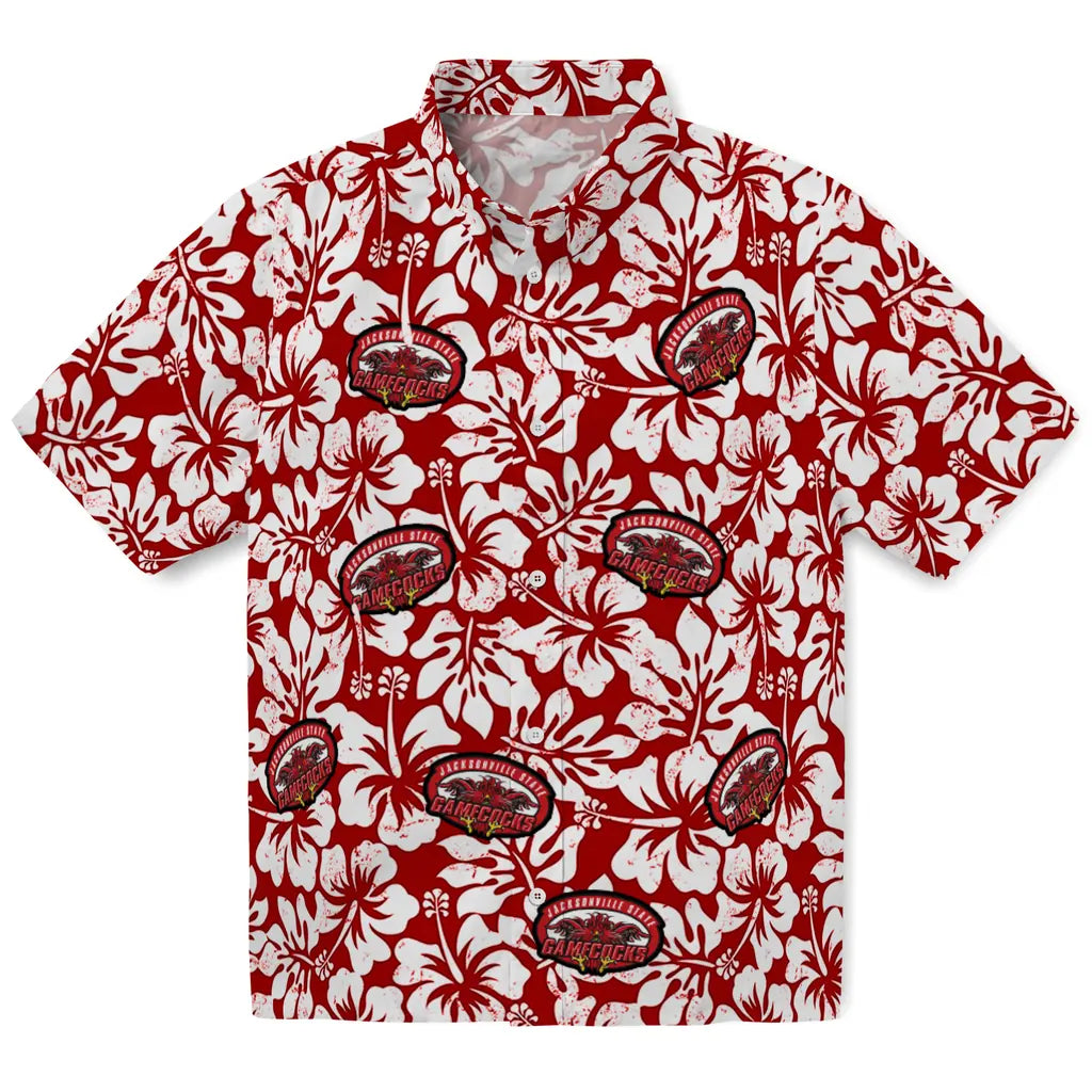 Jacksonville State Gamecocks Hawaiian Shirt - Hibiscus Motif | Hula Hawaiian Shirts