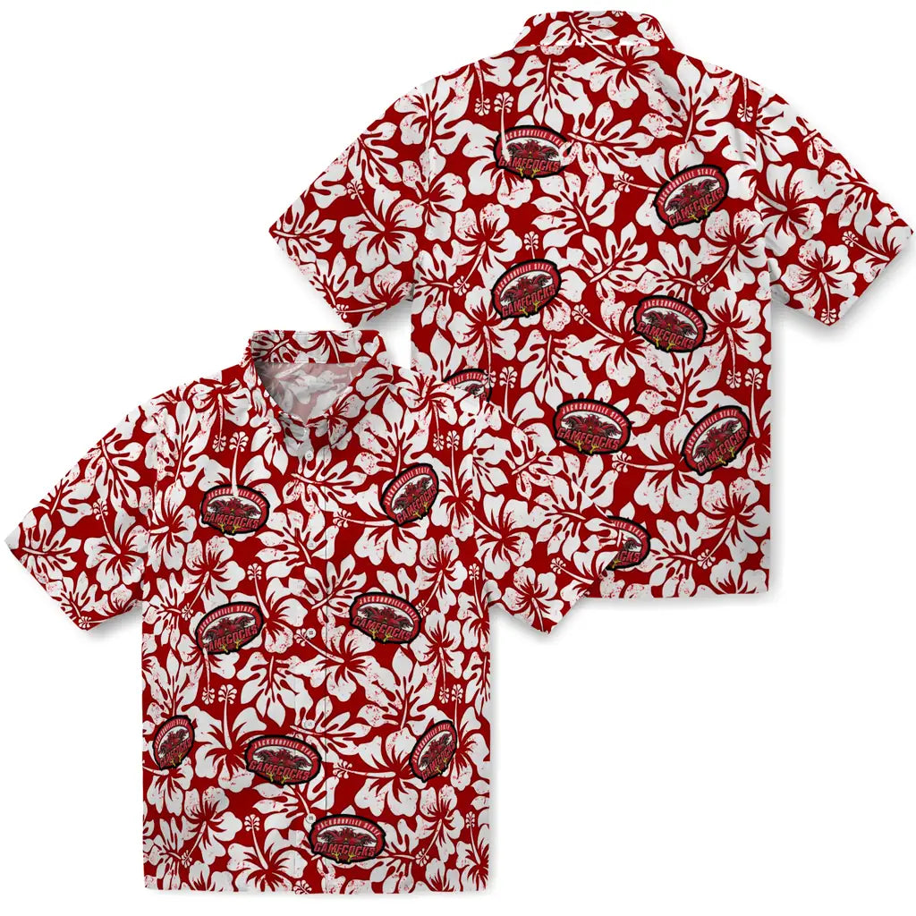Jacksonville State Gamecocks Hawaiian Shirt - Hibiscus Motif | Hula Hawaiian Shirts