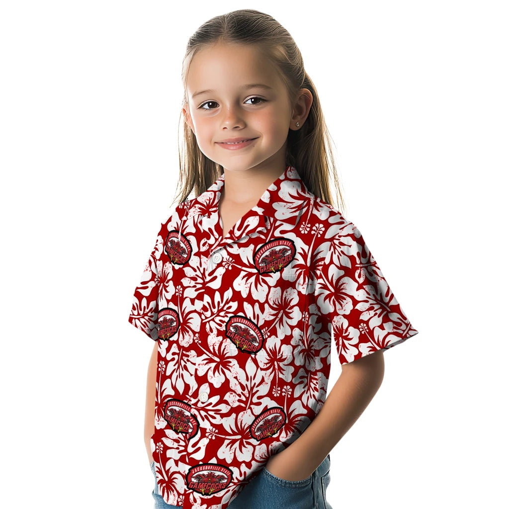Jacksonville State Gamecocks Hawaiian Shirt - Hibiscus Motif | Hula Hawaiian Shirts