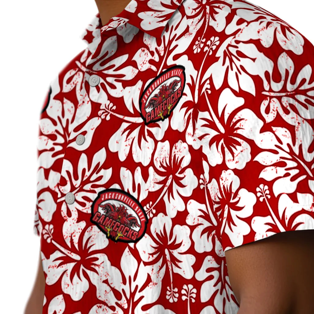 Jacksonville State Gamecocks Hawaiian Shirt - Hibiscus Motif | Hula Hawaiian Shirts