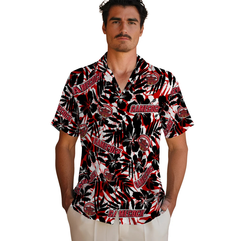 Jacksonville State Gamecocks Hawaiian Shirt - Hibiscus Overlay | Hula Hawaiian Shirts