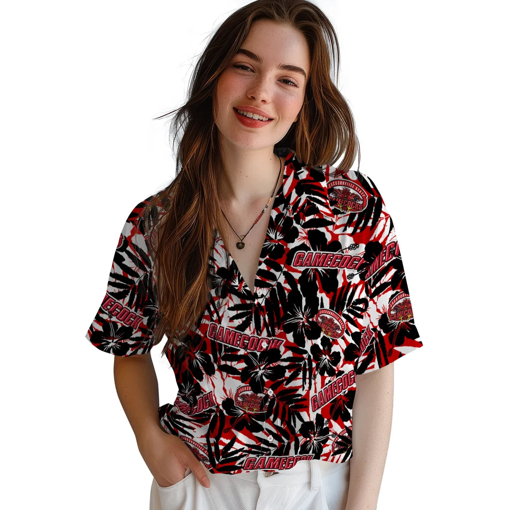 Jacksonville State Gamecocks Hawaiian Shirt - Hibiscus Overlay | Hula Hawaiian Shirts