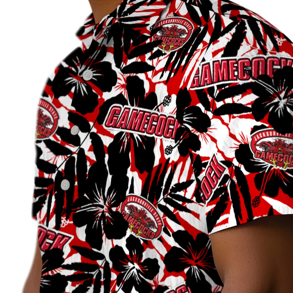 Jacksonville State Gamecocks Hawaiian Shirt - Hibiscus Overlay | Hula Hawaiian Shirts