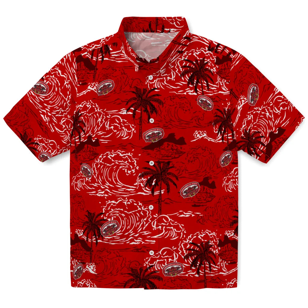 Jacksonville State Gamecocks Hawaiian Shirt - Wave Palm | Hula Hawaiian Shirts