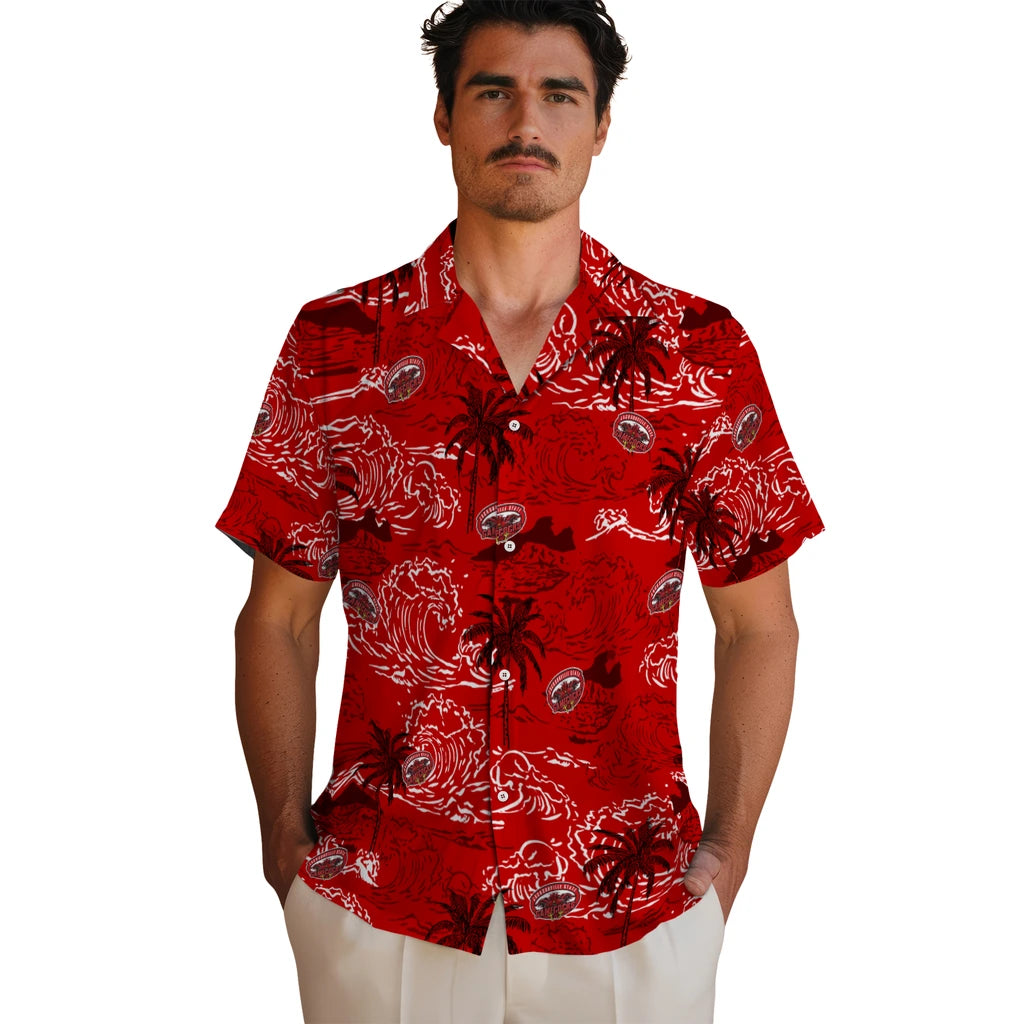Jacksonville State Gamecocks Hawaiian Shirt - Wave Palm | Hula Hawaiian Shirts