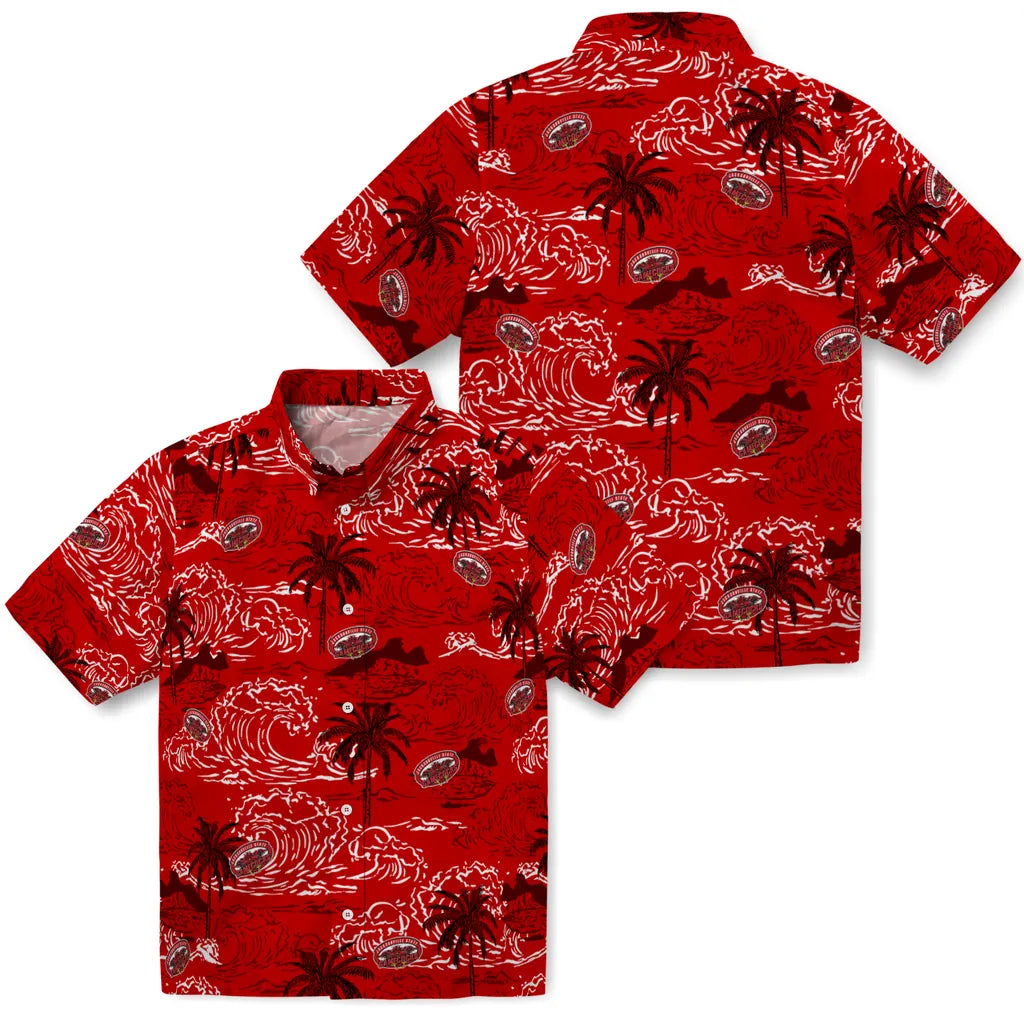 Jacksonville State Gamecocks Hawaiian Shirt - Wave Palm | Hula Hawaiian Shirts