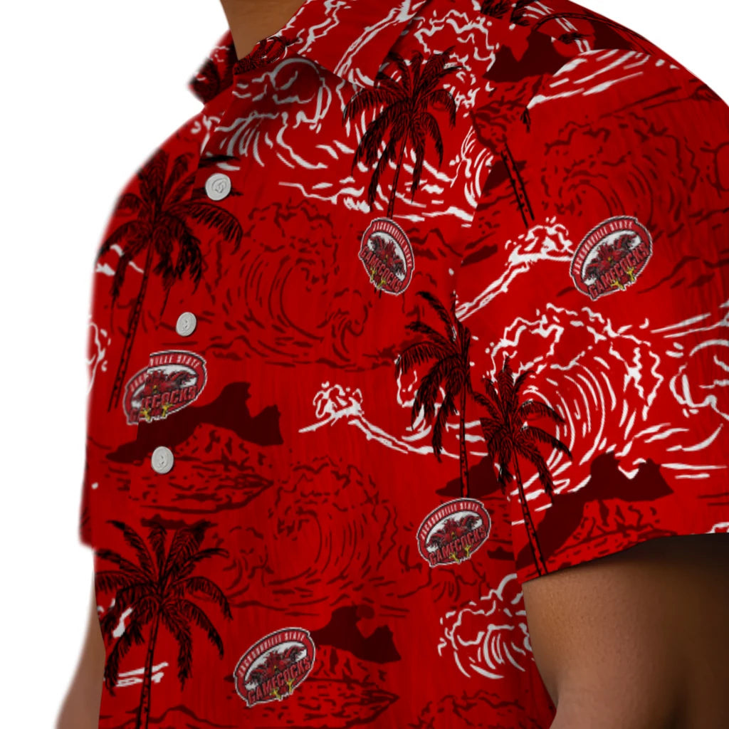 Jacksonville State Gamecocks Hawaiian Shirt - Wave Palm | Hula Hawaiian Shirts