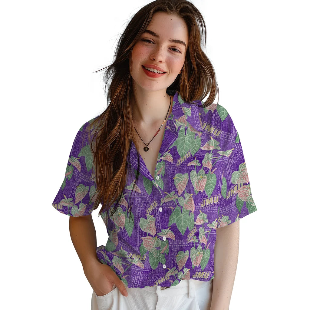 James Madison Dukes Hawaiian Shirt - Anthurium Overlay | Hula Hawaiian Shirts