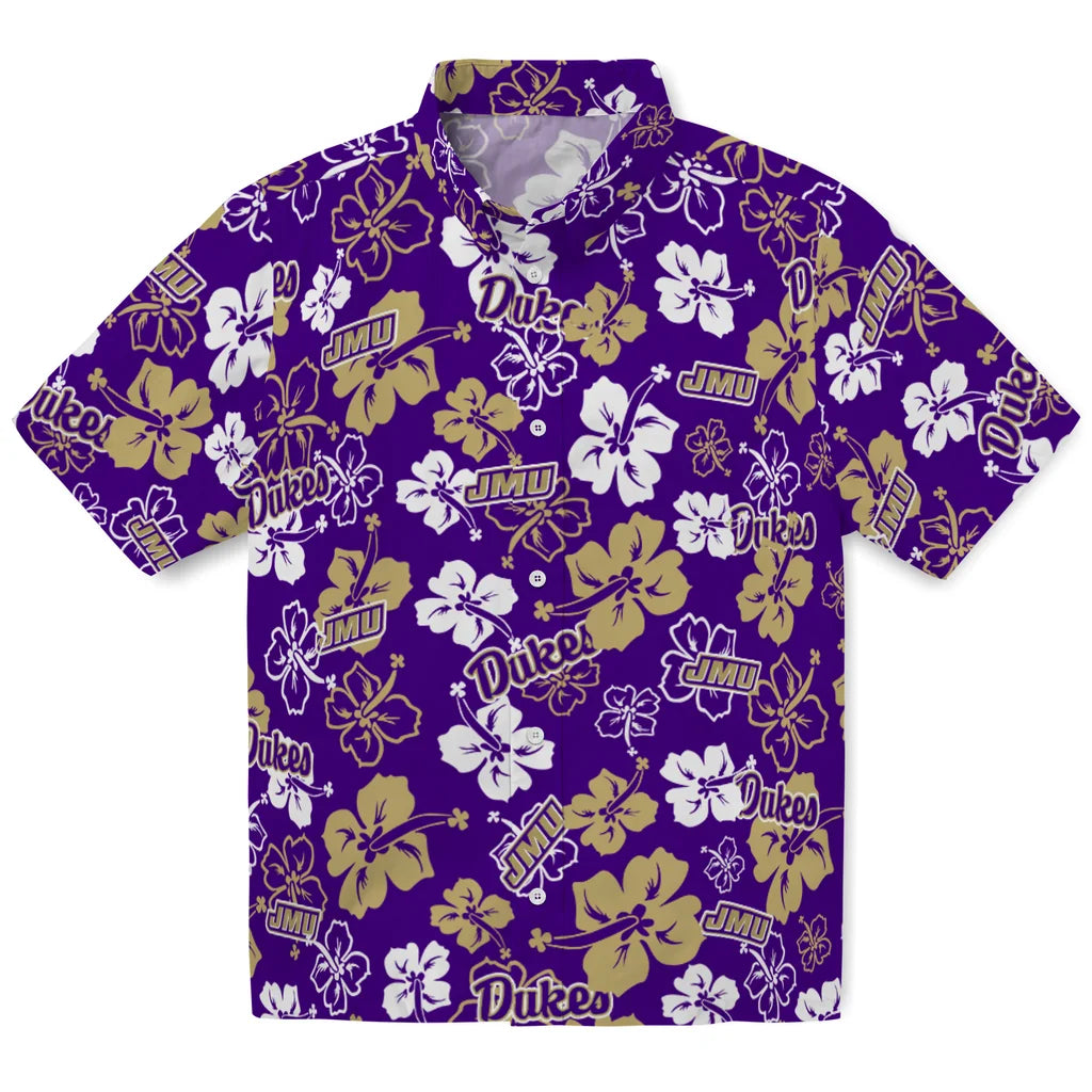James Madison Dukes Hawaiian Shirt - Hibiscus Flower Design | Hula Hawaiian Shirts