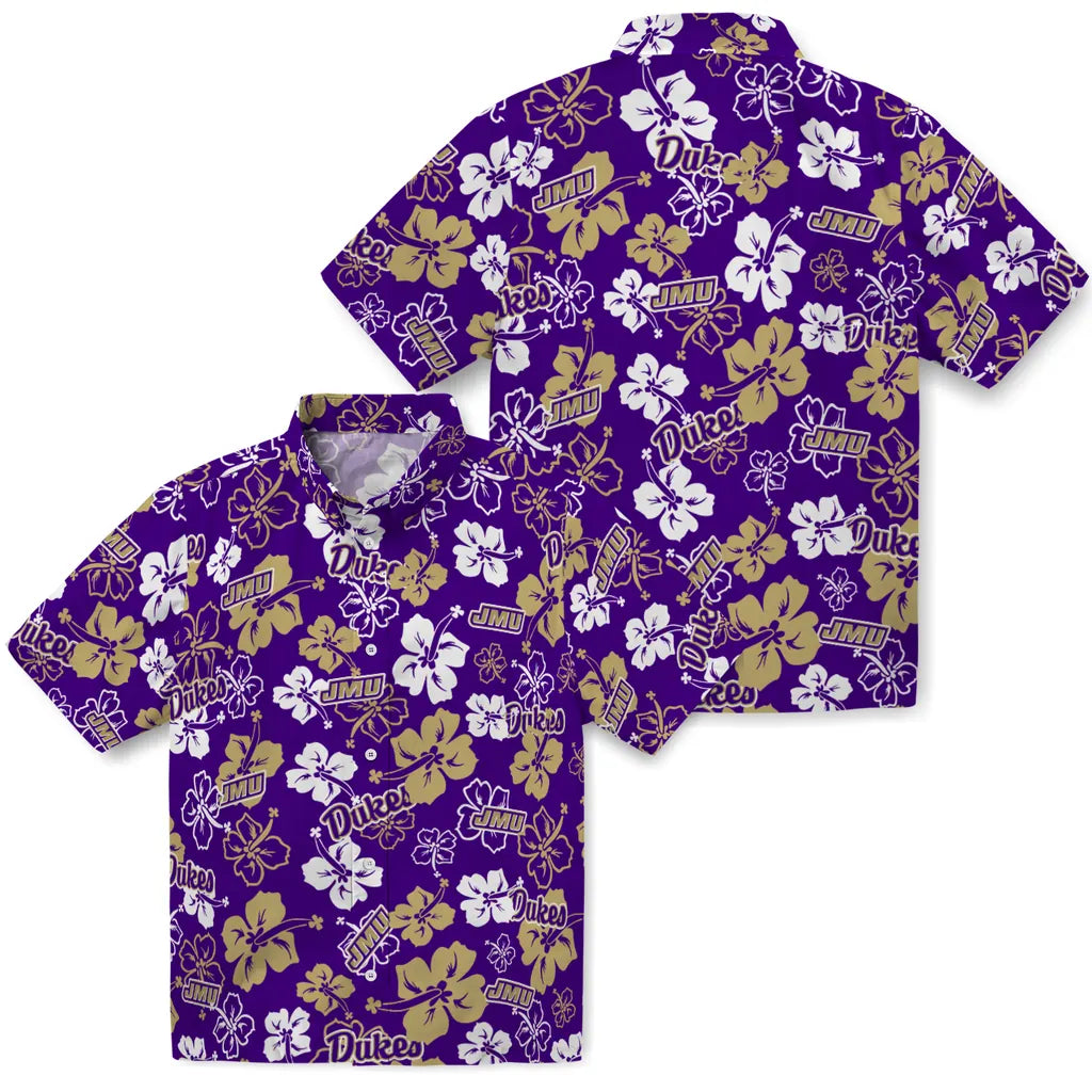 James Madison Dukes Hawaiian Shirt - Hibiscus Flower Design | Hula Hawaiian Shirts