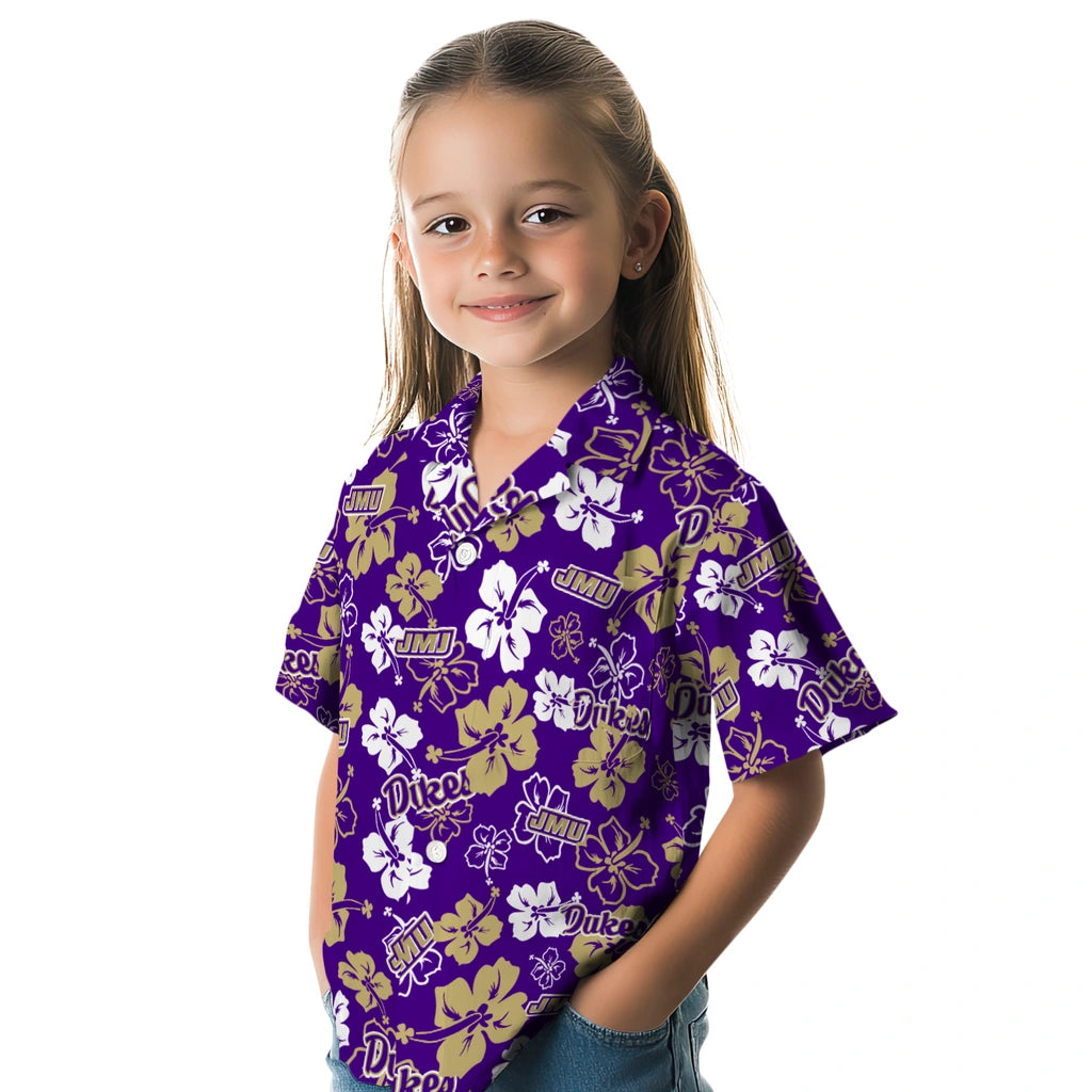James Madison Dukes Hawaiian Shirt - Hibiscus Flower Design | Hula Hawaiian Shirts