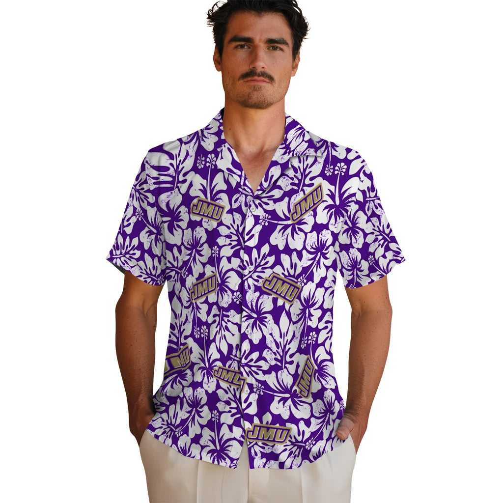 James Madison Dukes Hawaiian Shirt - Hibiscus Motif | Hula Hawaiian Shirts
