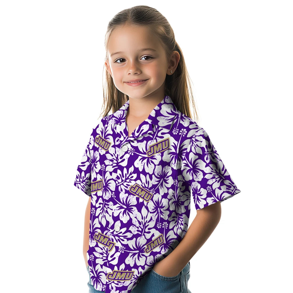 James Madison Dukes Hawaiian Shirt - Hibiscus Motif | Hula Hawaiian Shirts