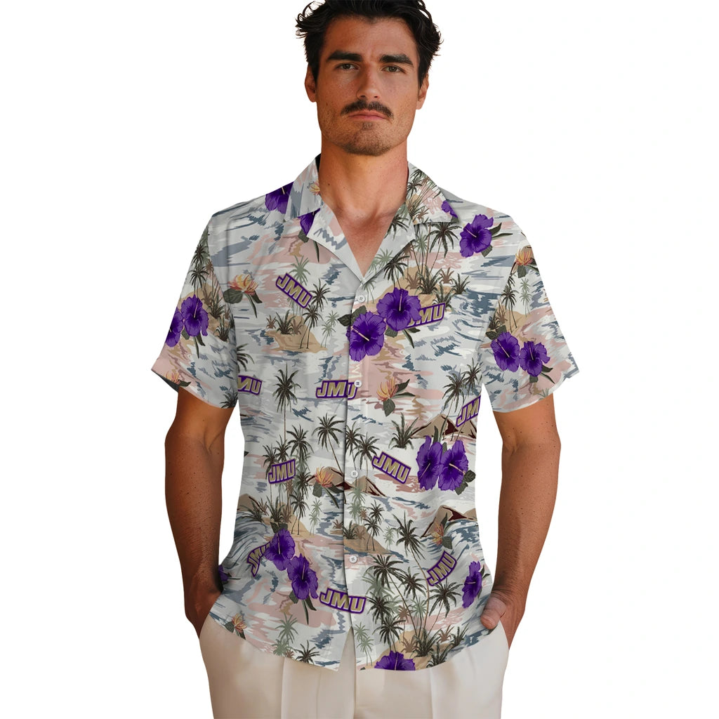 James Madison Dukes Hawaiian Shirt - Hibiscus Seaside | Hula Hawaiian Shirts