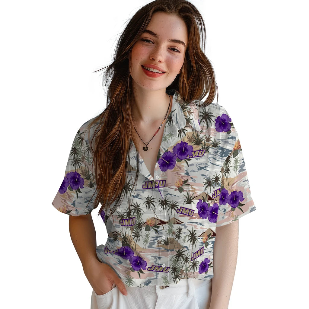 James Madison Dukes Hawaiian Shirt - Hibiscus Seaside | Hula Hawaiian Shirts