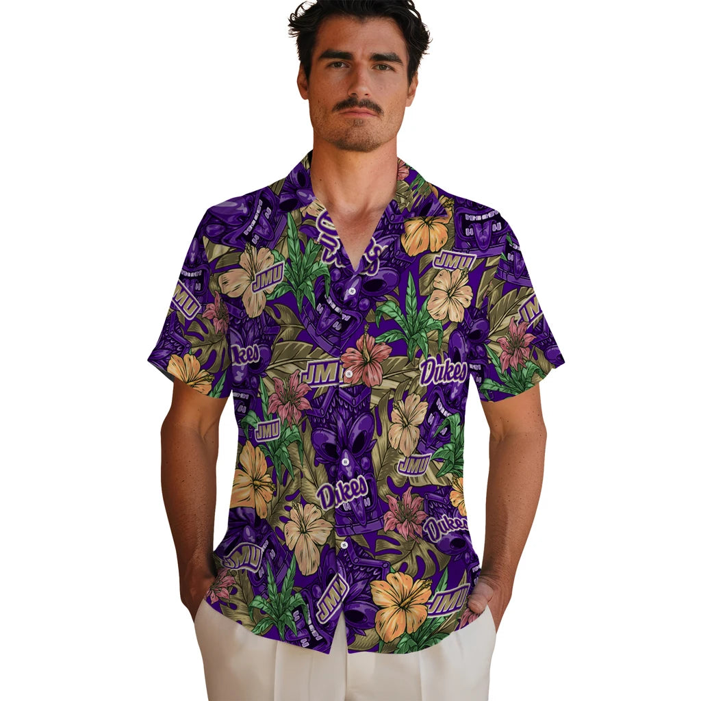 James Madison Dukes Hawaiian Shirt - Hibiscus Tiki Jungle | Hula Hawaiian Shirts
