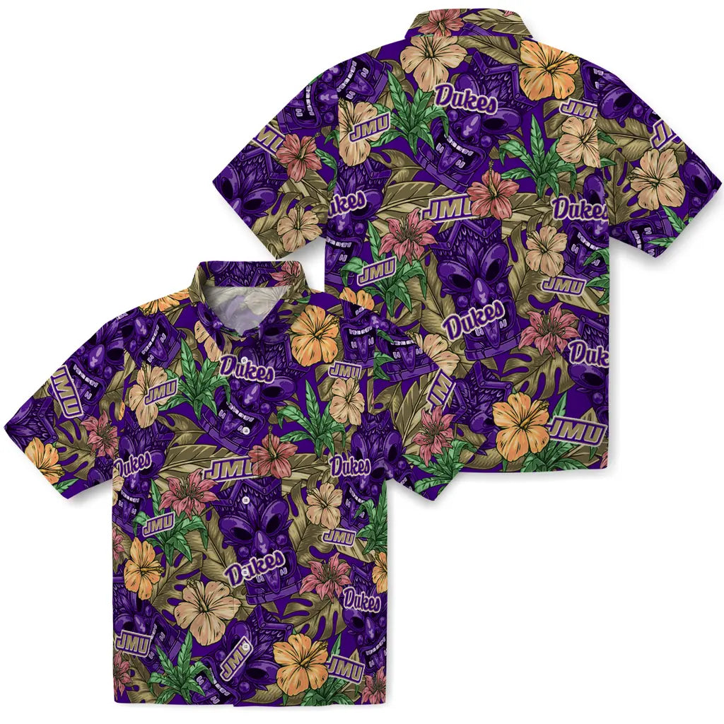 James Madison Dukes Hawaiian Shirt - Hibiscus Tiki Jungle | Hula Hawaiian Shirts