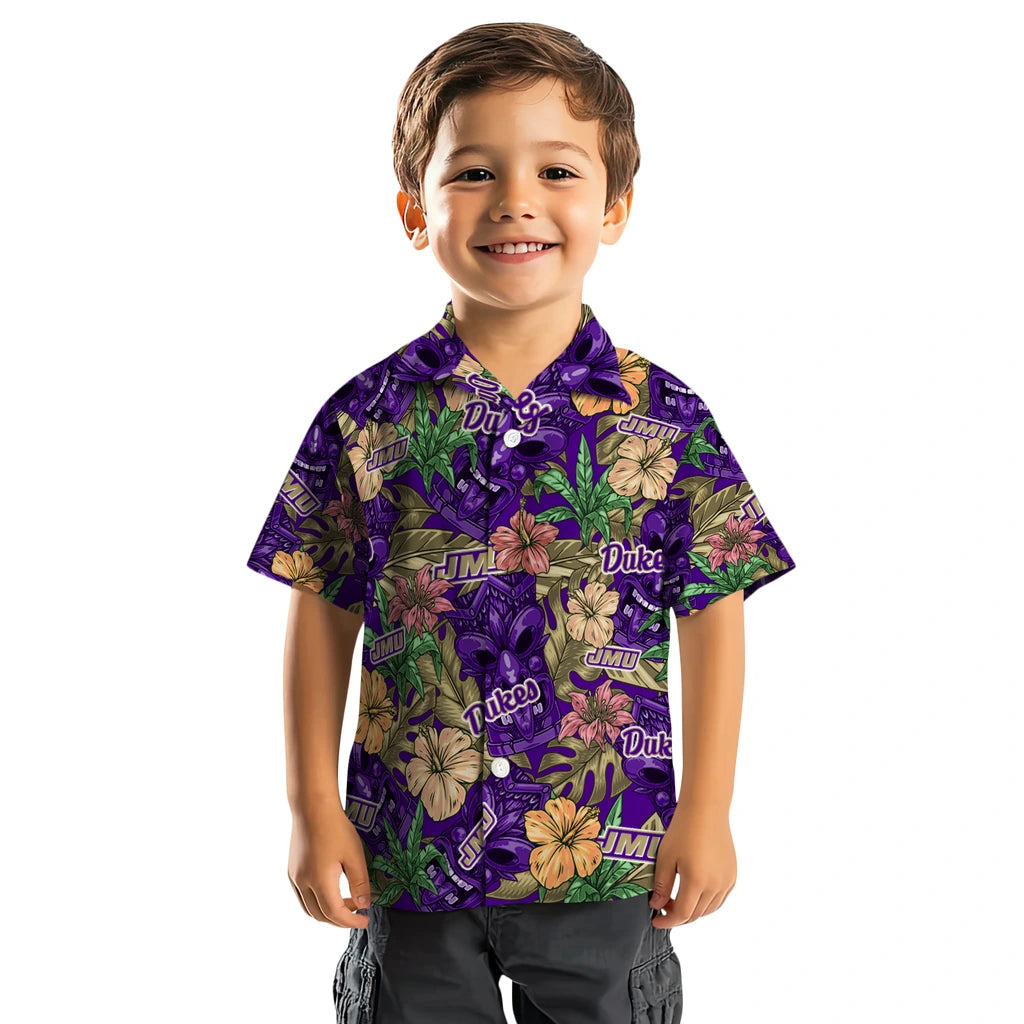 James Madison Dukes Hawaiian Shirt - Hibiscus Tiki Jungle | Hula Hawaiian Shirts