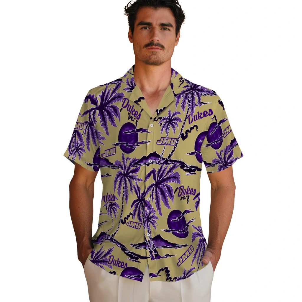 James Madison Dukes Hawaiian Shirt - Palm Sunset | Hula Hawaiian Shirts