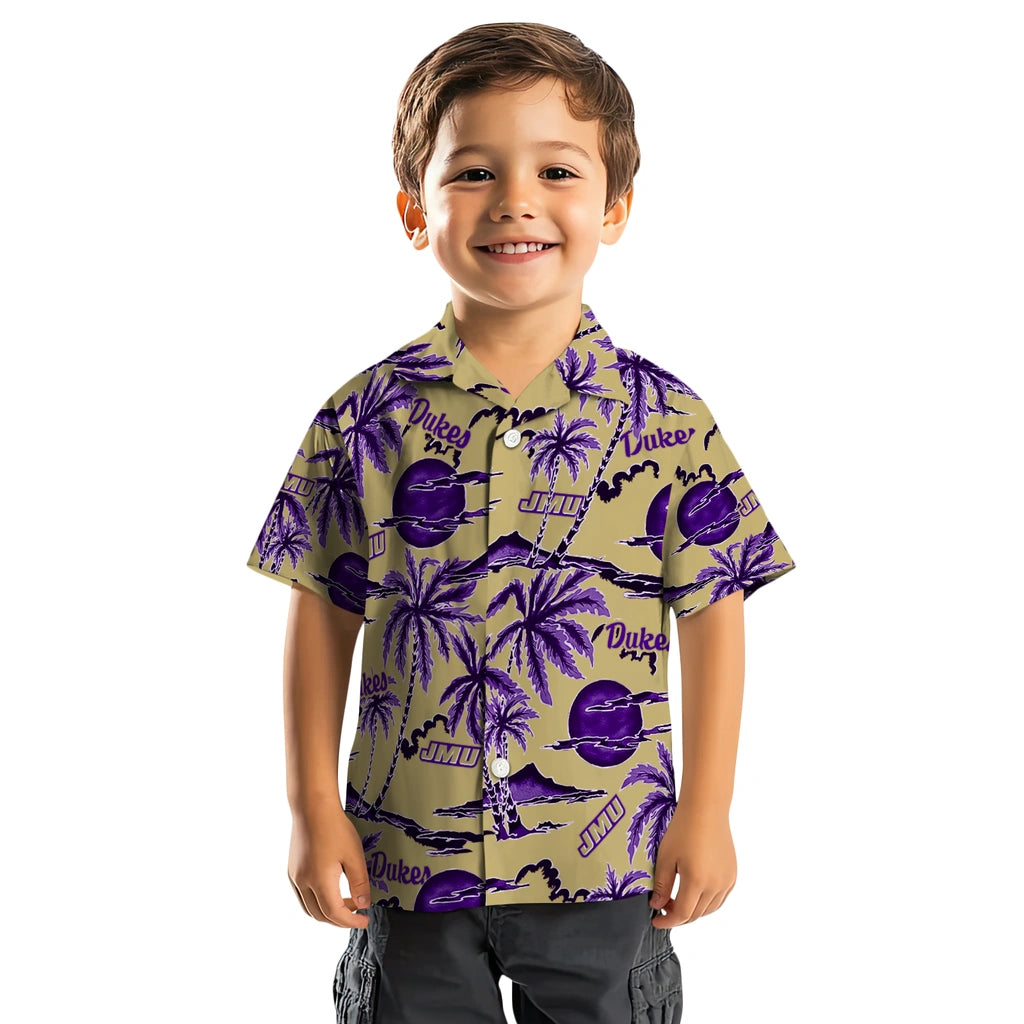 James Madison Dukes Hawaiian Shirt - Palm Sunset | Hula Hawaiian Shirts