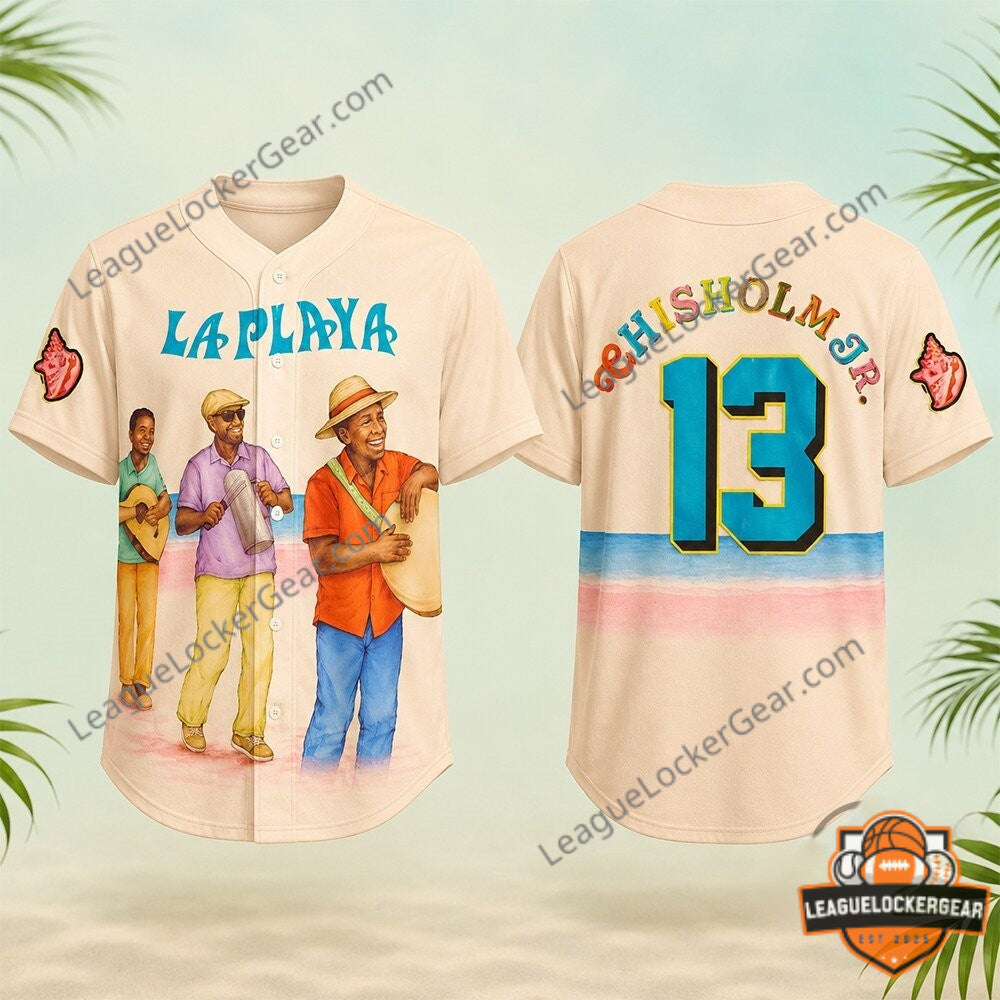 MLB Beach Connect Series Chisholm Jr La Playa Baseball Jersey - LeagueLockerGear