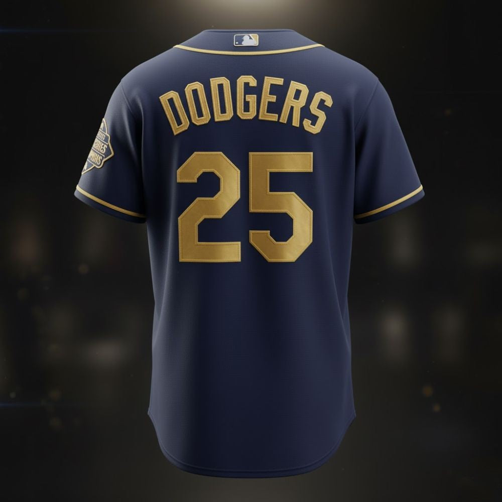 LA Dodgers 2025 World Series Champions Jersey – Limited Navy & Gold Victory Edition - LeagueLockerGear