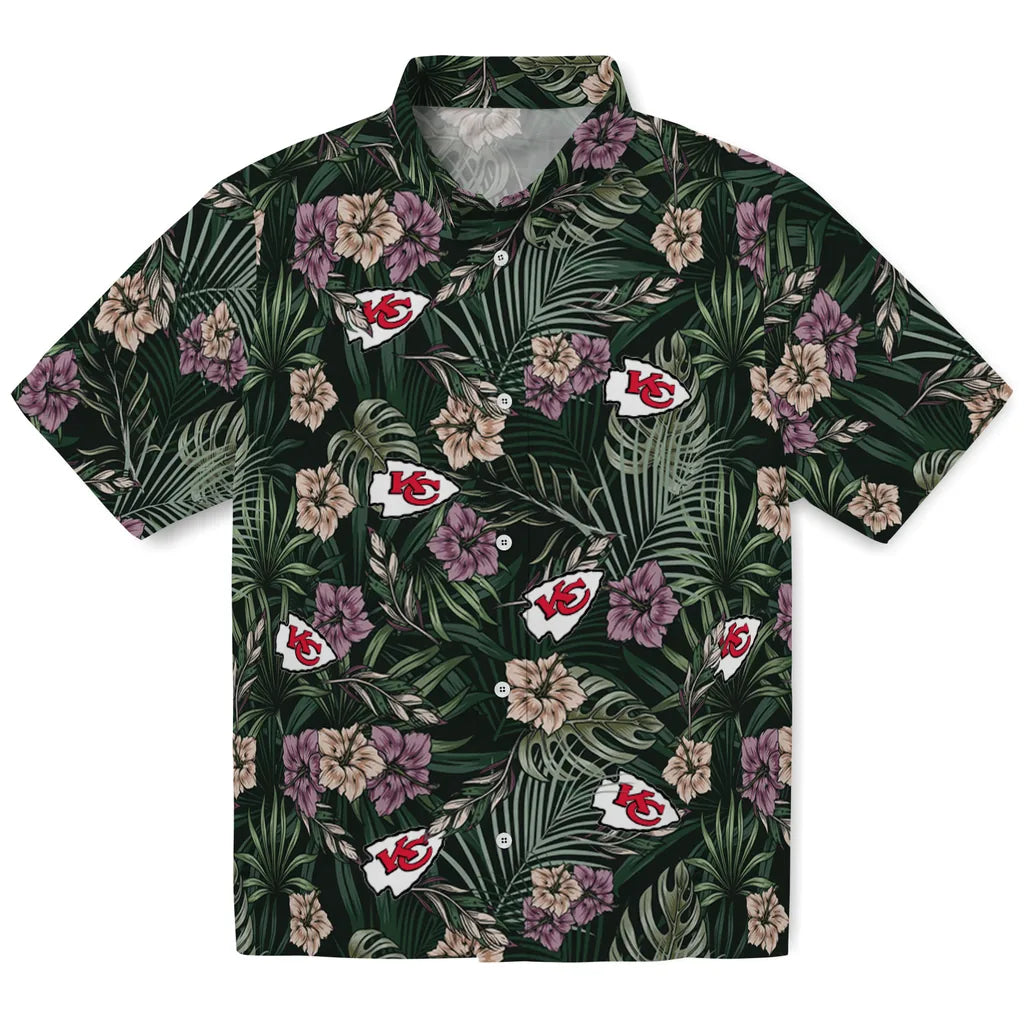 Kansas City Chiefs Hawaiian Shirt - Hibiscus Leaves Pattern | Hula Hawaiian Shirts