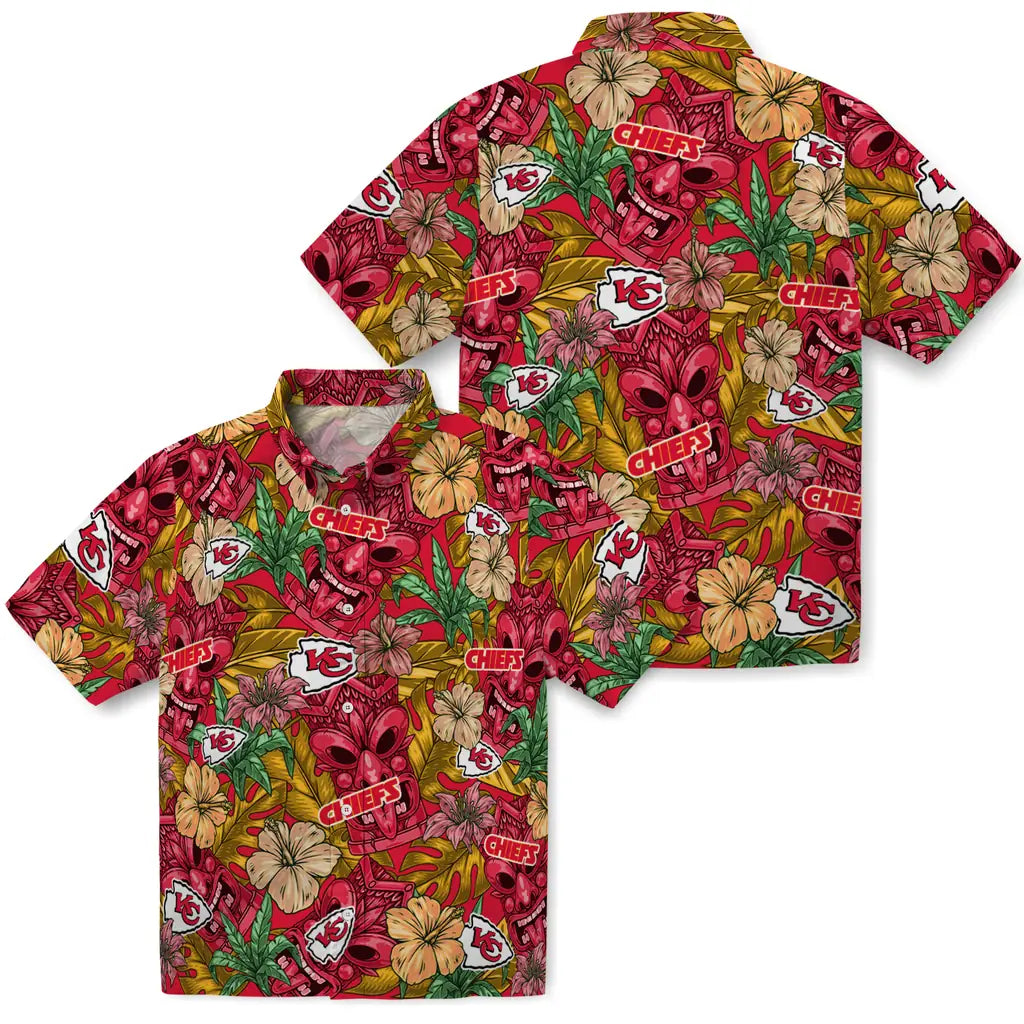 Kansas City Chiefs Hawaiian Shirt - Hibiscus Tiki Jungle | Hula Hawaiian Shirts