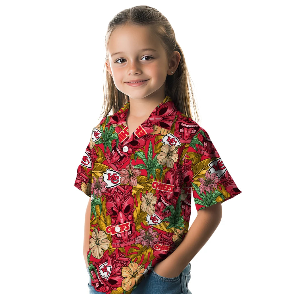 Kansas City Chiefs Hawaiian Shirt - Hibiscus Tiki Jungle | Hula Hawaiian Shirts