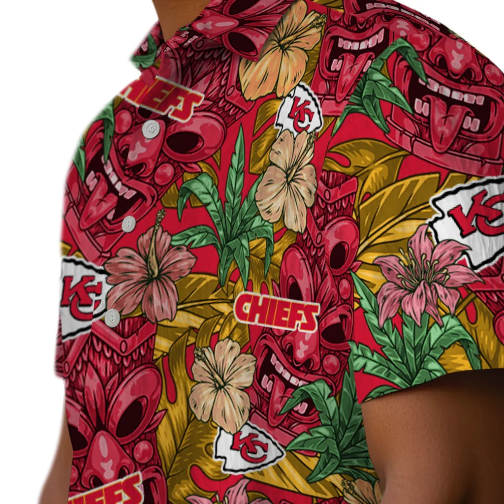 Kansas City Chiefs Hawaiian Shirt - Hibiscus Tiki Jungle | Hula Hawaiian Shirts
