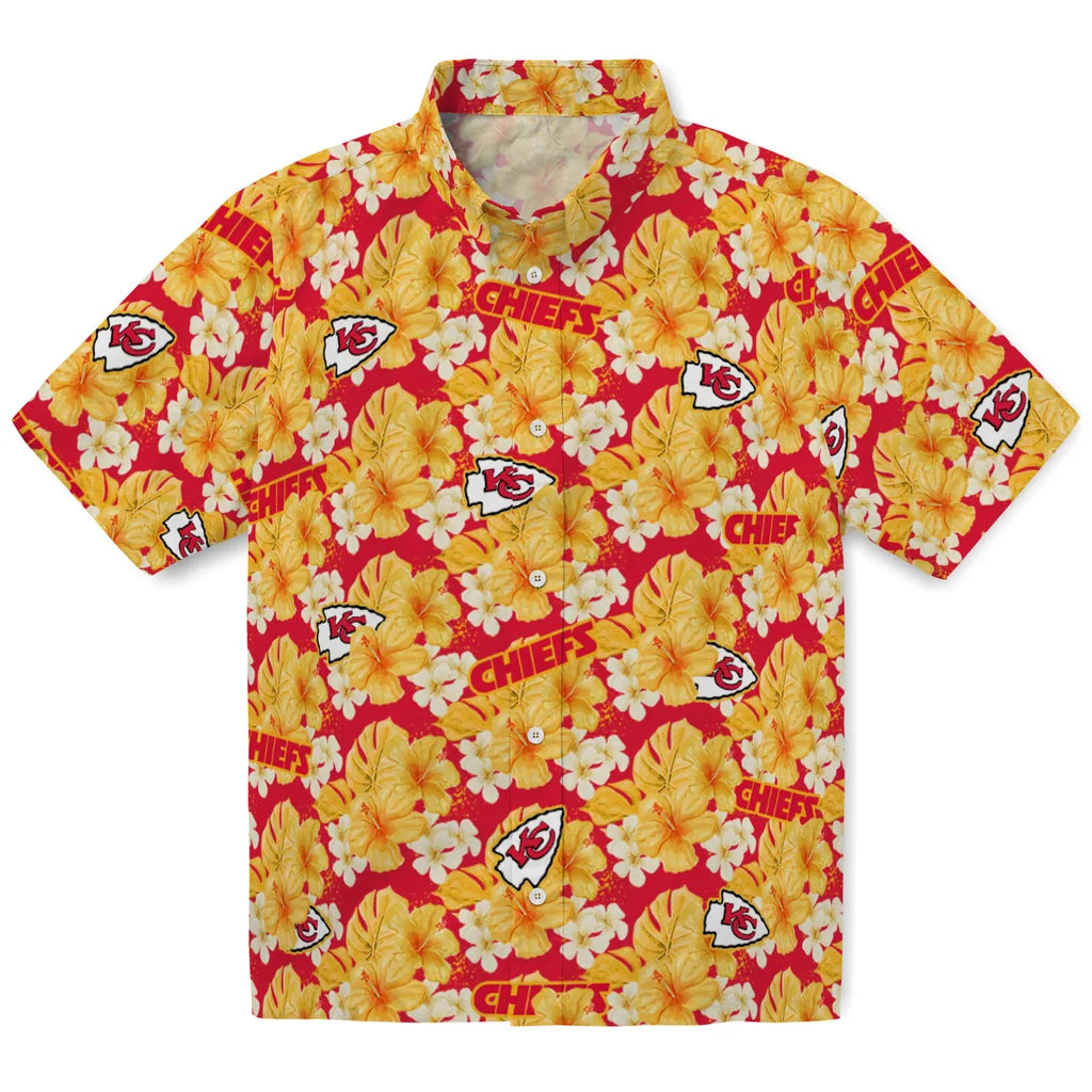 Kansas City Chiefs Hawaiian Shirt - Hibiscus Tropics | Hula Hawaiian Shirts
