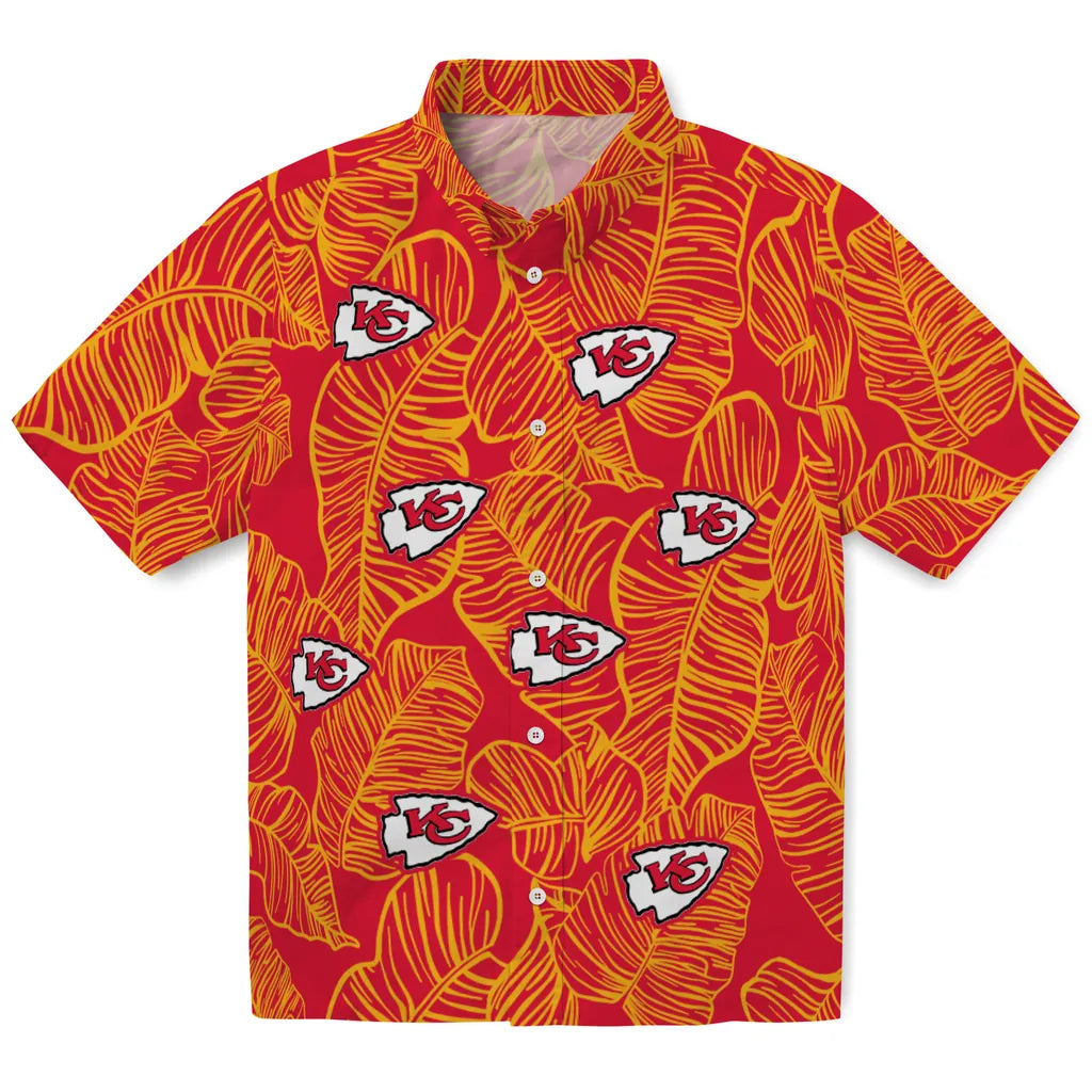 Kansas City Chiefs Hawaiian Shirt - Leaf Outline | Hula Hawaiian Shirts