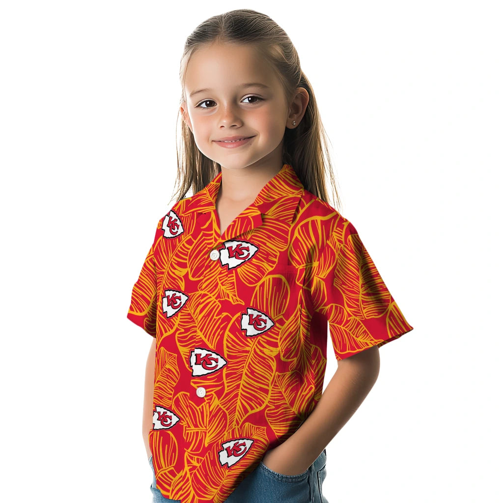 Kansas City Chiefs Hawaiian Shirt - Leaf Outline | Hula Hawaiian Shirts