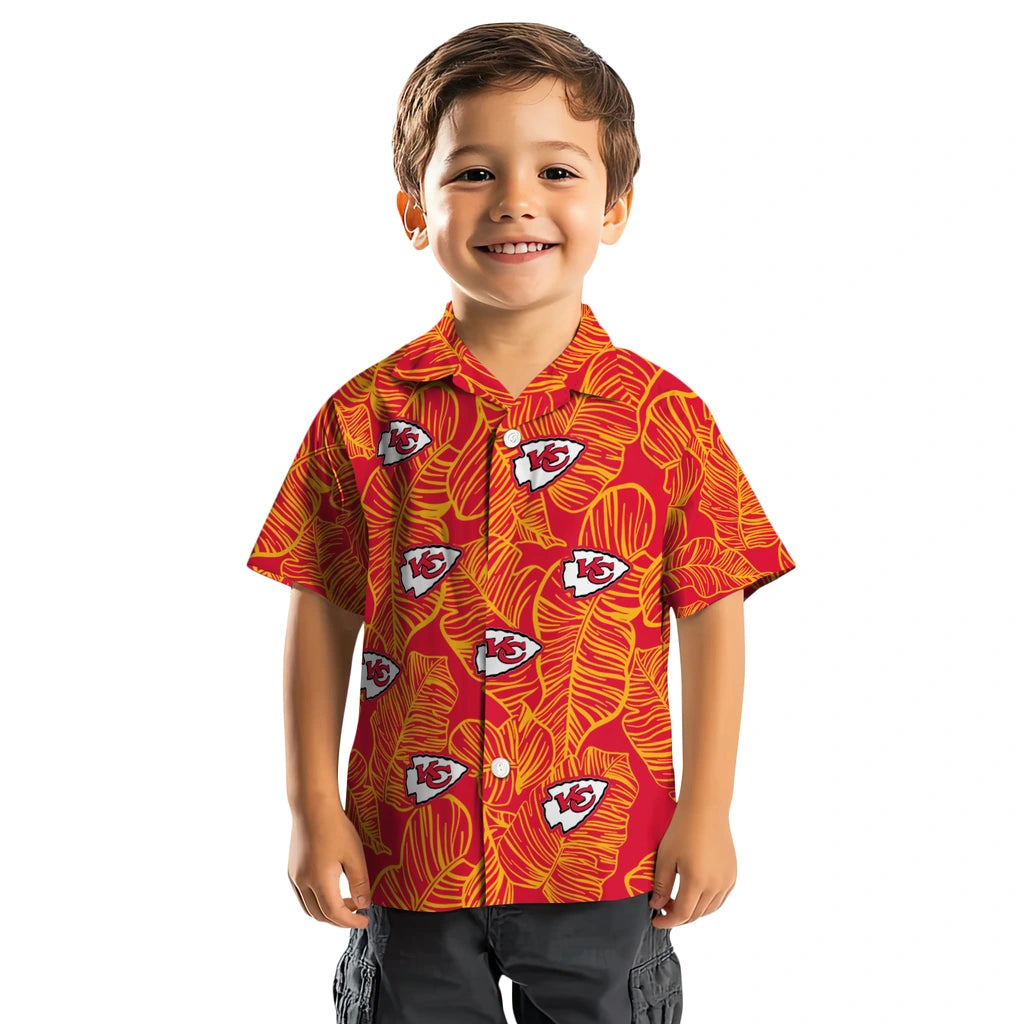 Kansas City Chiefs Hawaiian Shirt - Leaf Outline | Hula Hawaiian Shirts