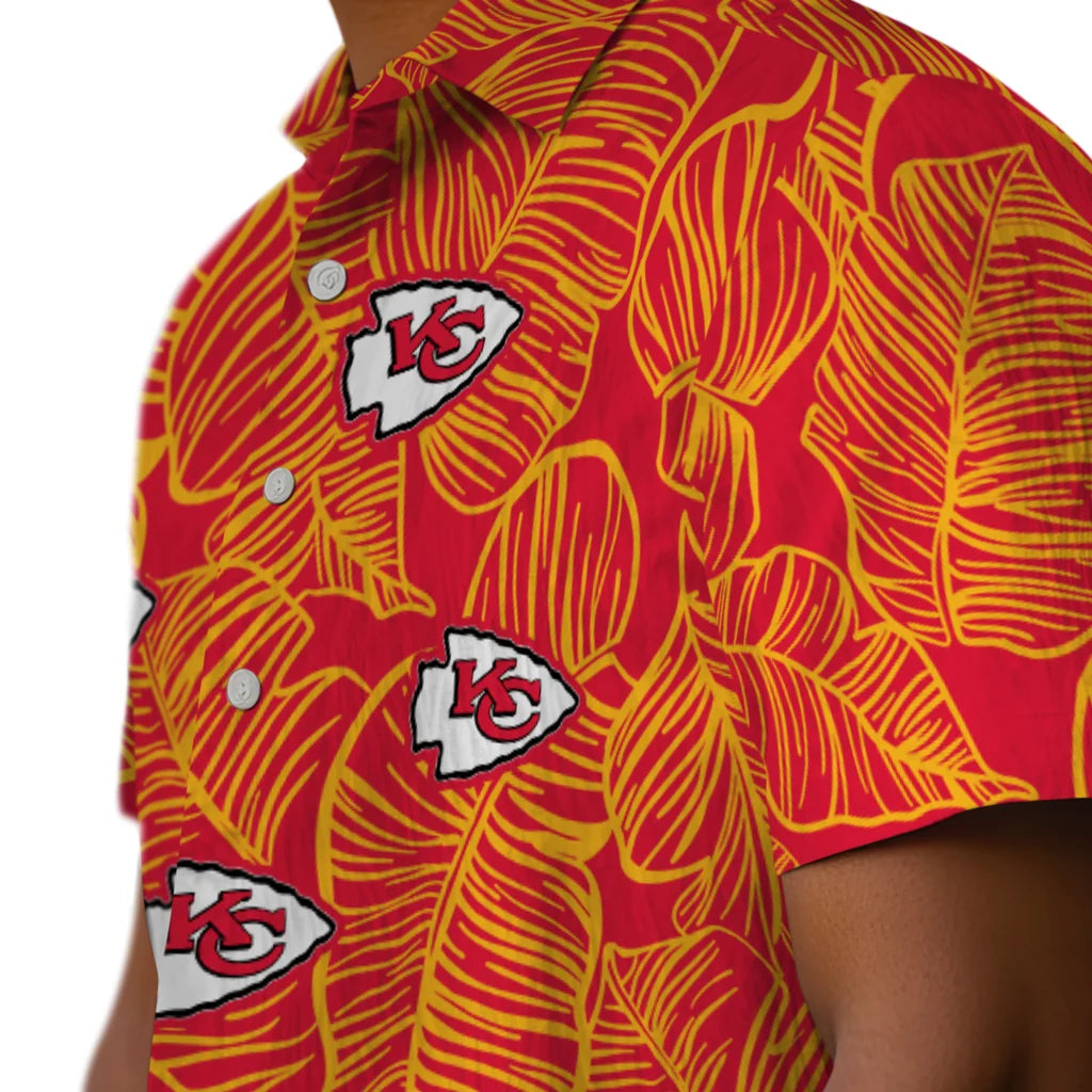 Kansas City Chiefs Hawaiian Shirt - Leaf Outline | Hula Hawaiian Shirts