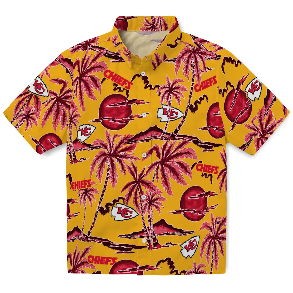 Kansas City Chiefs Hawaiian Shirt - Palm Sunset | Hula Hawaiian Shirts