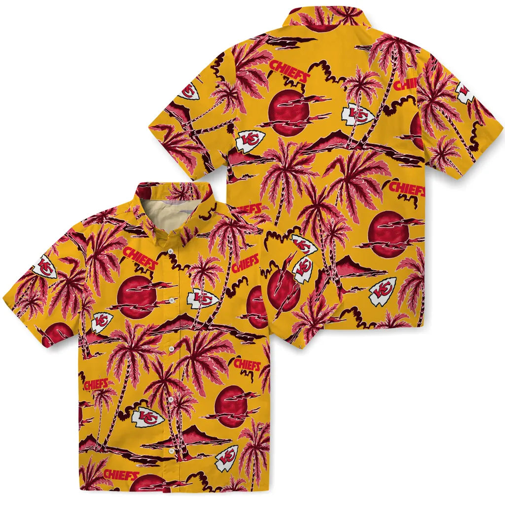 Kansas City Chiefs Hawaiian Shirt - Palm Sunset | Hula Hawaiian Shirts