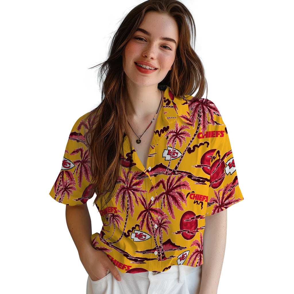 Kansas City Chiefs Hawaiian Shirt - Palm Sunset | Hula Hawaiian Shirts