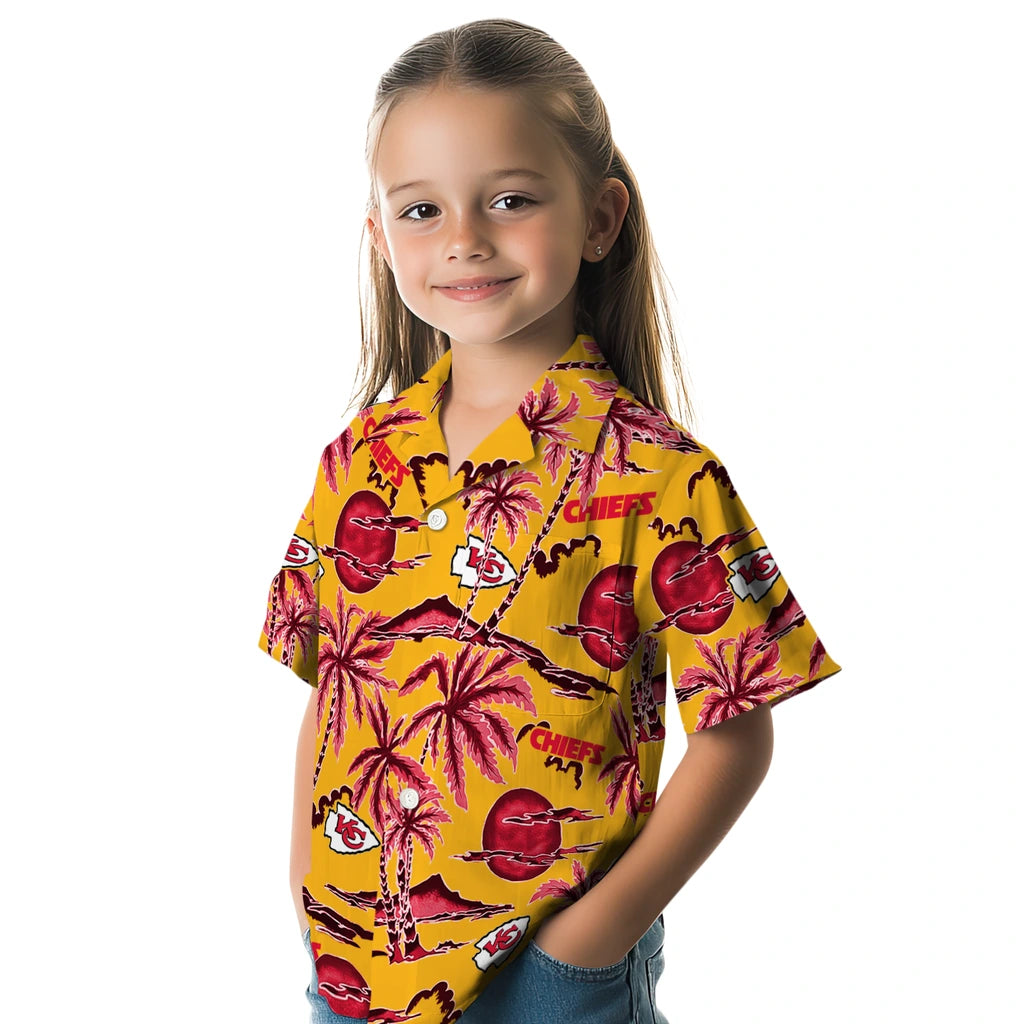 Kansas City Chiefs Hawaiian Shirt - Palm Sunset | Hula Hawaiian Shirts