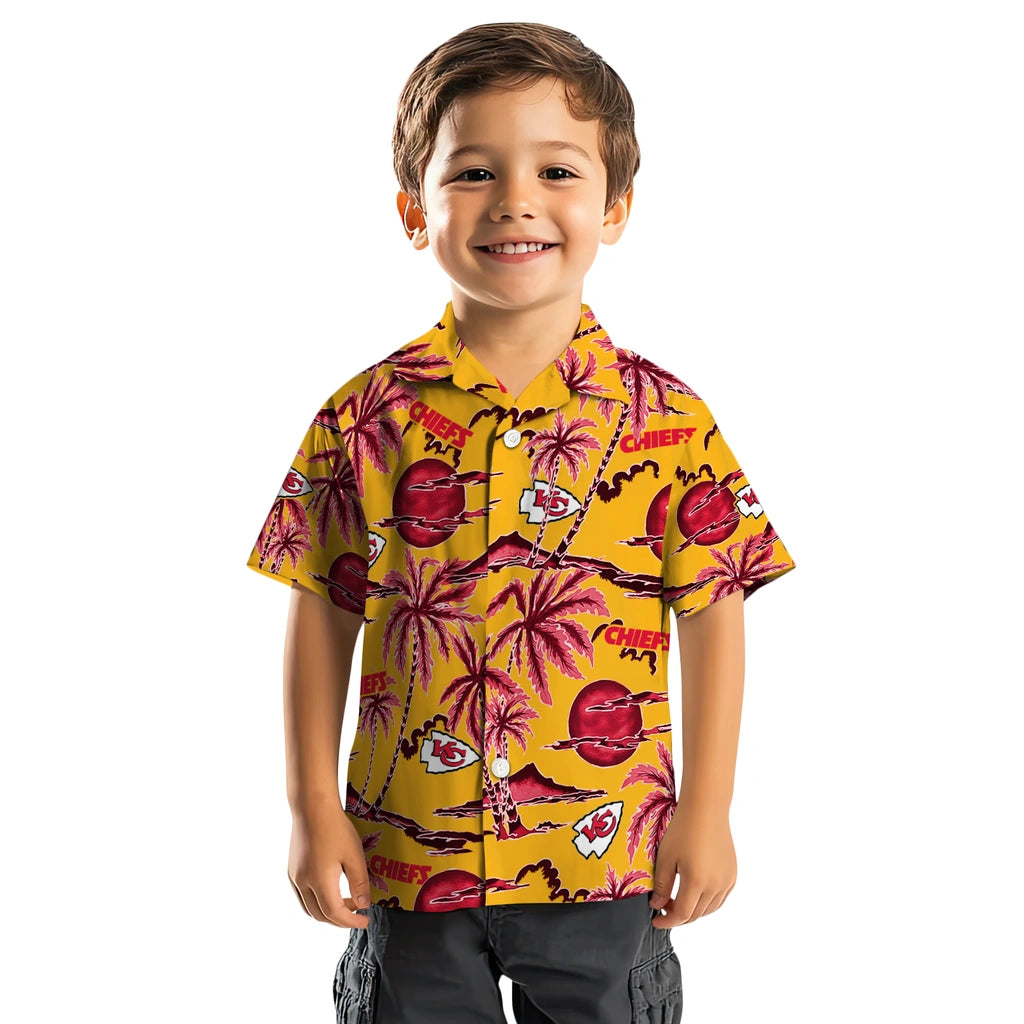 Kansas City Chiefs Hawaiian Shirt - Palm Sunset | Hula Hawaiian Shirts