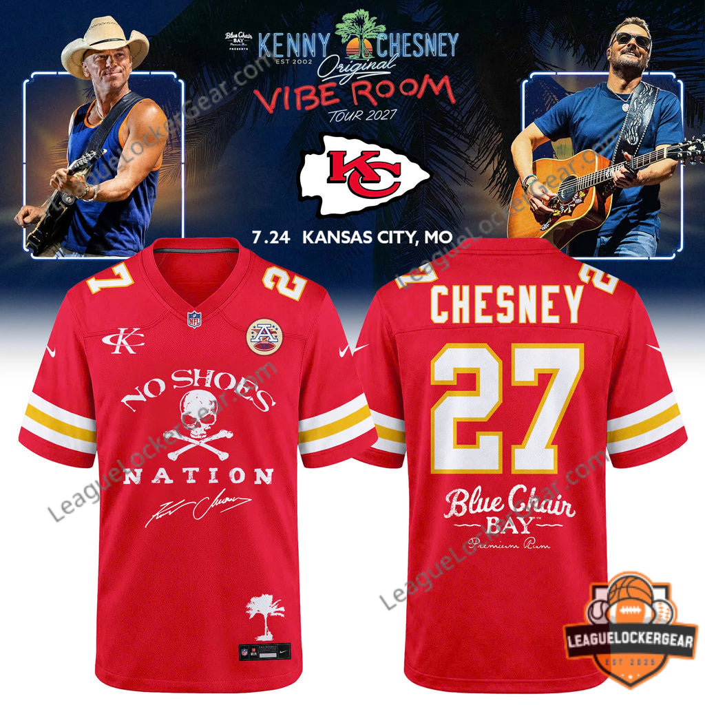 Kansas City Chiefs Kenny Chesney Original Vibe Room Tour 2027 Football Jersey